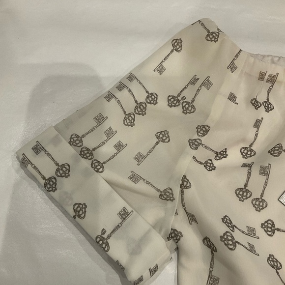 Ted Baker Romper Printed Keys Bow Neck Belted Waist Pockets Side Zipper Size 4 - Picture 7 of 16